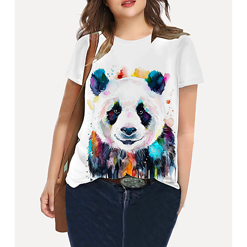 

Women's Plus Size Print Graphic Animal T shirt Large Size Crewneck Short Sleeve Basic Tops XL XXL 3XL White Big Size
