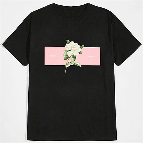 

Men's T shirt Hot Stamping Floral Graphic Prints Print Short Sleeve Daily Tops 100% Cotton Basic Fashion Classic Black