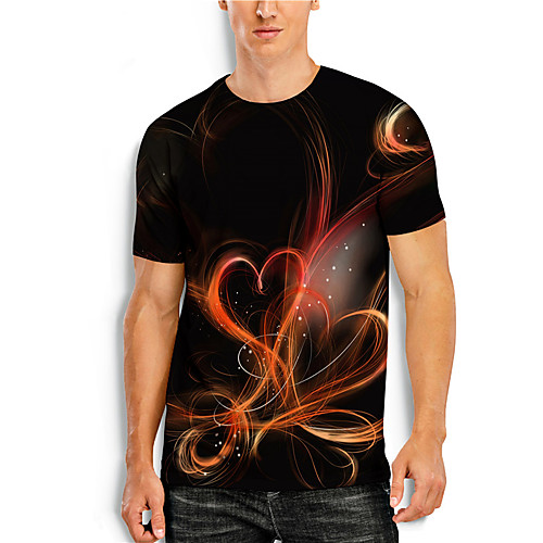 

Men's T shirt 3D Print Heart Graphic Prints Print Short Sleeve Daily Tops Casual Designer Big and Tall Black