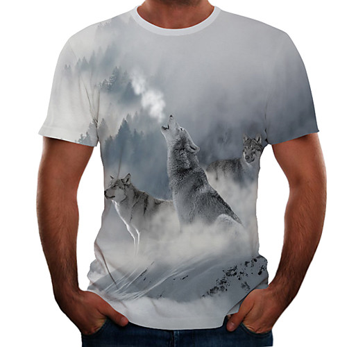 

Men's T shirt 3D Print Animal 3D Print Print Short Sleeve Casual Tops Casual Fashion Blue