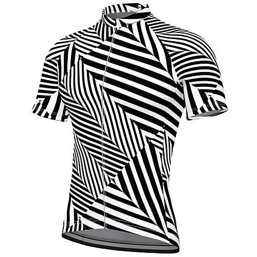 

21Grams Men's Short Sleeve Cycling Jersey Spandex BlackWhite Stripes Bike Top Mountain Bike MTB Road Bike Cycling Breathable Quick Dry Sports Clothing Apparel / Athleisure