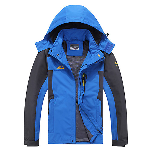 

Men's Hiking Softshell Jacket Hiking Windbreaker Outdoor Patchwork Lightweight Windproof Breathable Quick Dry Jacket Hoodie Top Full Length Visible Zipper Fishing Climbing Beach Black Red Army Green