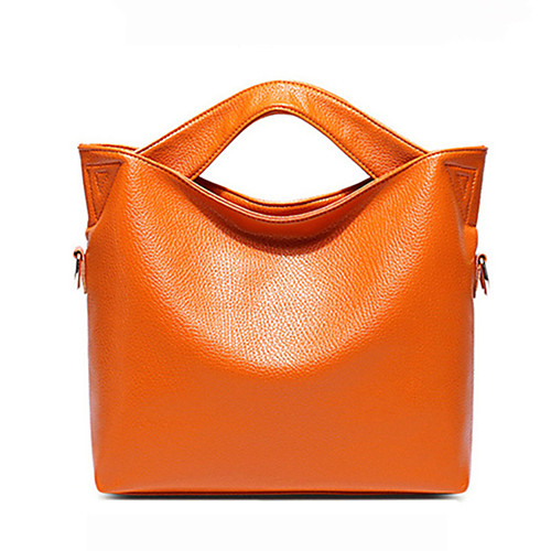 

Women's Bags PU Leather Satchel Top Handle Bag Zipper Solid Color Daily Office & Career 2021 Handbags Black Orange Brown