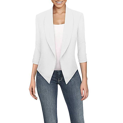 

Women's Solid Colored Spring & Fall Jacket Regular Daily Long Sleeve Polyster Coat Tops Wine