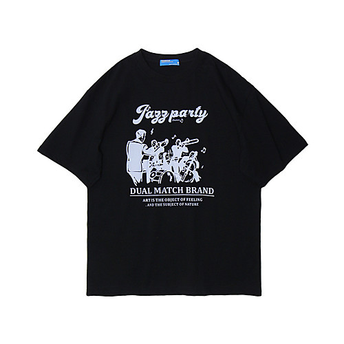 

Men's T shirt Hot Stamping Graphic Prints Band Print Short Sleeve Casual Tops 100% Cotton Basic Casual Vintage Black
