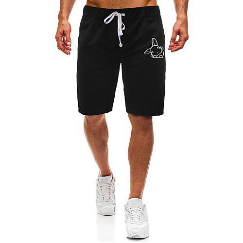 

Men's Shorts Casual / Sporty Daily Sports Easter Sweatpants Shorts Pants Rabbit / Bunny Short Zipper Pocket Print Black Light Grey