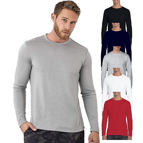 

base layer mens long sleeve Hiking Tee shirt Sweatshirt Top thermal shirts lightweight midweight heavyweight xx large grey marl