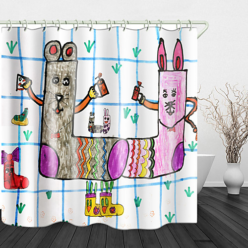 

Beautiful Socks Print Waterproof Fabric Shower Curtain for Bathroom Home Decor Covered Bathtub Curtains Liner Includes with Hooks