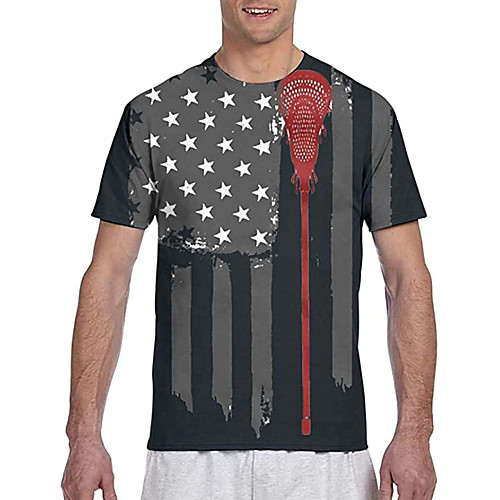 

Men's T shirt 3D Print Graphic Prints Flag Print Short Sleeve Daily Tops Classic Designer Big and Tall Black