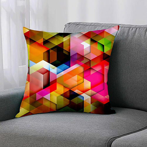 

Double Side 1 Pc Geometric Cushion Cover Print 45x45cm Linen for Sofa Bedroom