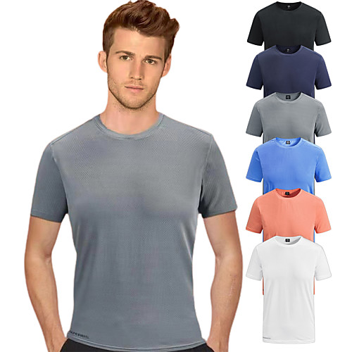 

Men's Hiking Tee shirt Short Sleeve Tee Tshirt Top Outdoor Breathable Quick Dry Stretchy Sweat wicking Spring Summer Spandex Polyester Taffeta Solid Color Jacinth Gray White Black Camping / Hiking