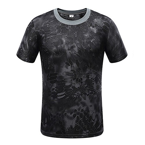

Men's Hunting T-shirt Camo / Camouflage Short Sleeve Outdoor Summer Breathability Wearable Quick Dry Soft Polyester Black Yellow Army Green Camouflage Green