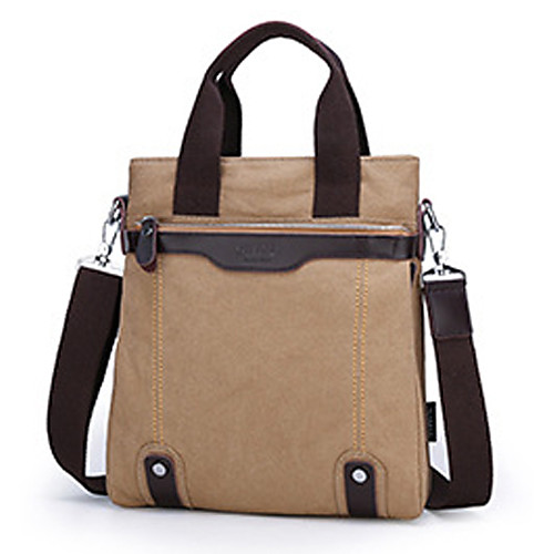 

Men's Bags Canvas Crossbody Bag Zipper Solid Color Daily Office & Career Handbags Light Gray Black Blue khaki