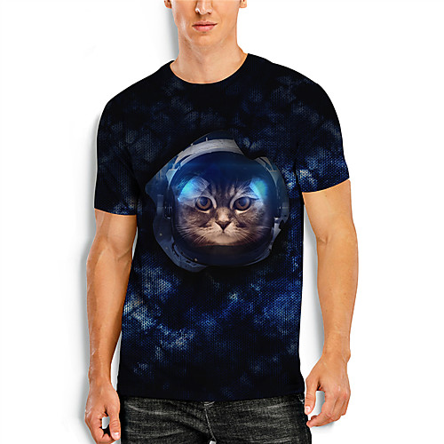 

Men's T shirt 3D Print Graphic Animal 3D Print Short Sleeve Daily Tops Basic Casual Black