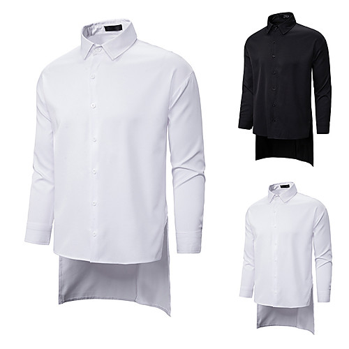 

Men's Shirt non-printing Solid Colored Long Sleeve Daily Tops Simple White Black