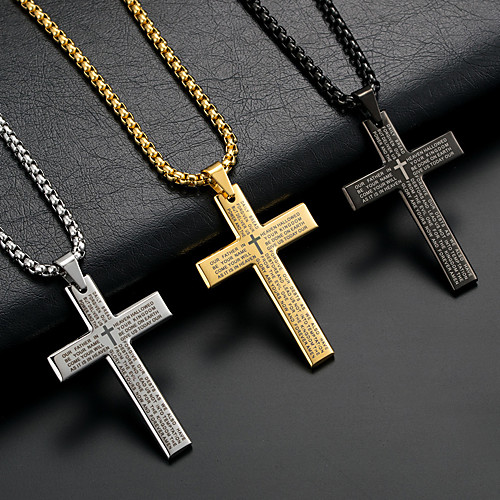 Men's Chains Necklace Cross Titanium Steel Black Gold Silver 60 cm Necklace Jewelry 1pc For / Long Necklace, lightinthebox  - buy with discount