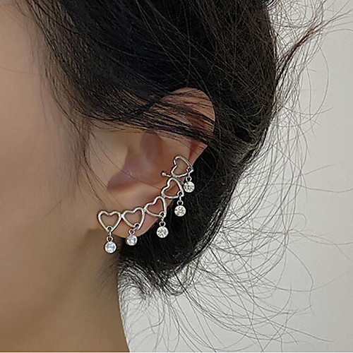 

Women's Single Earring Hollow Out Sweet Heart Simple Earrings Jewelry Silver For Date Festival 1pc