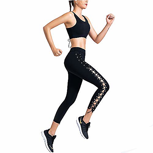 

Yoga Set Sports Bra Cutout High Waist Legging with Pockets Gym Fitness Tracksuit for Women Black-M
