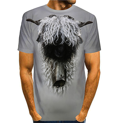 

Men's T shirt 3D Print Graphic Animal 3D Print Short Sleeve Daily Tops Basic Casual Gray
