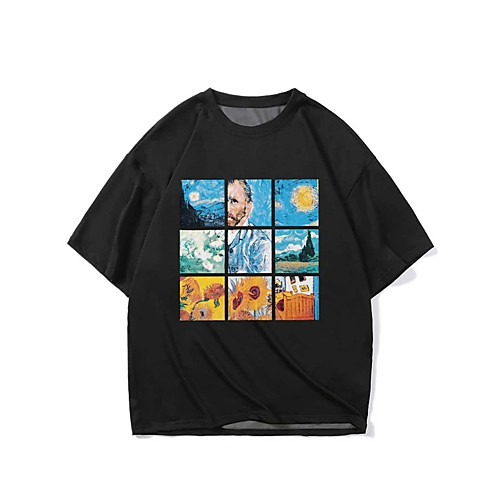 

Men's Unisex T shirt Hot Stamping Rainbow Plus Size Print Short Sleeve Casual Tops 100% Cotton Basic Casual Fashion Black