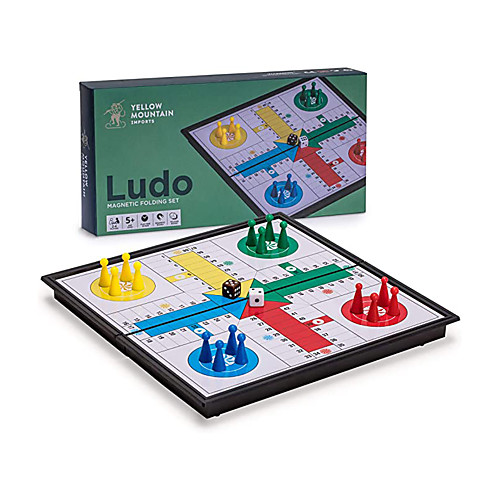 

Ludo Board Game Magnetic Parcheesi Board Game Magnetic Folding Travel Board Game Set 9.75 Inches 1-4 Players Family Dice Games Set for Kids, Adults, Classics Tabletop Version