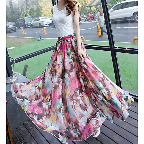 

Women's Vintage Skirts Print Floral Screen Color