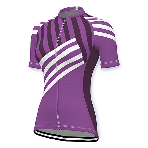 

21Grams Women's Short Sleeve Cycling Jersey Spandex Purple Stripes Bike Top Mountain Bike MTB Road Bike Cycling Breathable Sports Clothing Apparel / Stretchy / Athleisure