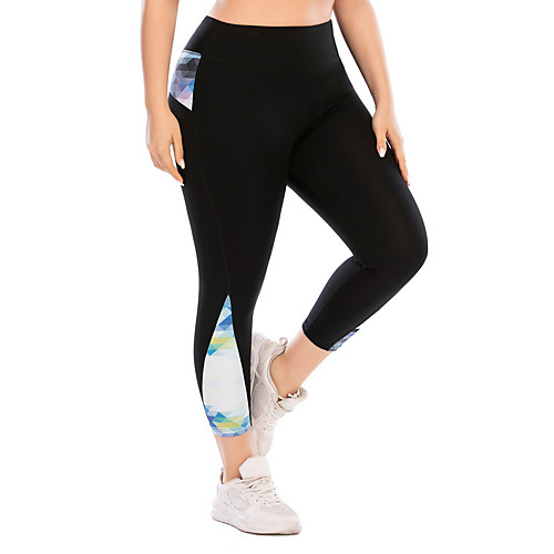 

Women's Plus Size Print Graphic Sporty Yoga Ankle-Length Leggings Black