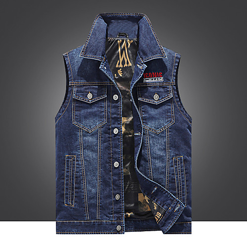 

Men's Hiking Vest / Gilet Fishing Vest Military Tactical Vest Sleeveless Vest / Gilet Jacket Top Outdoor Thermal Warm Lightweight Windproof Breathable Autumn / Fall Spring Cotton Dark Blue Light Blue
