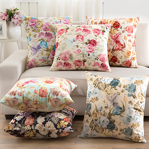 

1pc Cushion Cover One Side Print 45x45cm Polyester Flowers