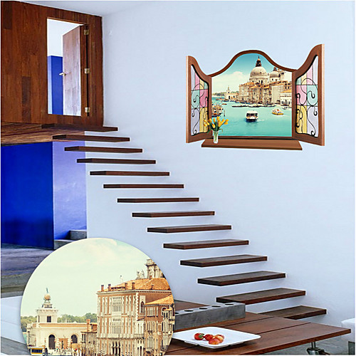 

3D / Landscape Wall Stickers Study Room / Kids Room & kindergarten, Pre-pasted PVC Home Decoration Wall Decal 1pc