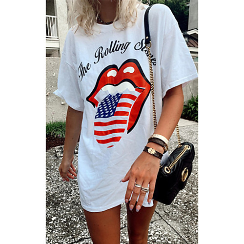 

Women's Shift Dress Short Mini Dress White Short Sleeve Print Print Summer Round Neck Casual 2021 S M L XL XXL 3XL