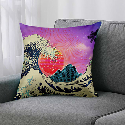

Double Side 1 Pc Geometric Cushion Cover Print 45x45cm Linen for Sofa Bedroom