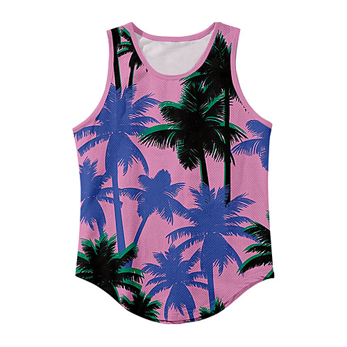 

Men's Vest T shirt 3D Print Graphic Prints Tree 3D Print Sleeveless Daily Tops Basic Casual Purple