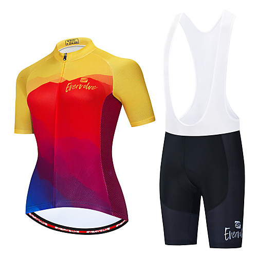 

Women's Short Sleeve Cycling Jersey with Shorts Red / Yellow Rainbow Bike Breathable Sports Rainbow Clothing Apparel / Micro-elastic / Athleisure
