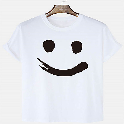 

Men's Unisex T shirt Hot Stamping Graphic Prints Smiley Face Plus Size Print Short Sleeve Daily Tops 100% Cotton Basic Casual White Black Blue