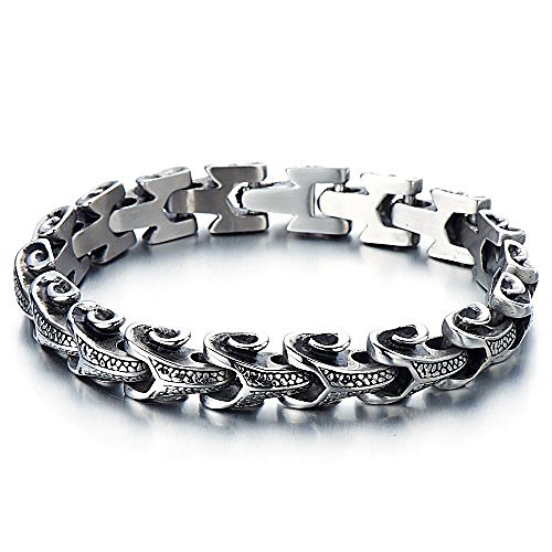

Mens Stainless Steel Biker Capricorn Link Bracelet Gothic Bracelet 8.5 Inches