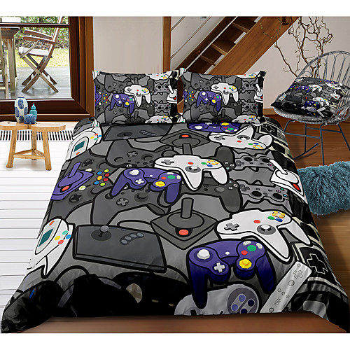 

Gamer 3-Piece Duvet Cover Set Hotel Bedding Sets Comforter Cover with Soft Lightweight Microfiber, Include 1 Duvet Cover, 2 Pillowcases for Double/Queen/King(1 Pillowcase for Twin/Single)