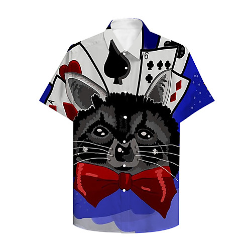 

Men's Shirt Other Prints Graphic Animal Button-Down Print Short Sleeve Daily Tops Fashion Classic Black