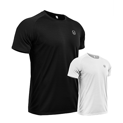 

Men's Short Sleeve Running Shirt Tee Tshirt Top Athletic Athleisure Summer Spandex Moisture Wicking Quick Dry Breathable Fitness Gym Workout Running Training Exercise Sportswear Solid Colored White