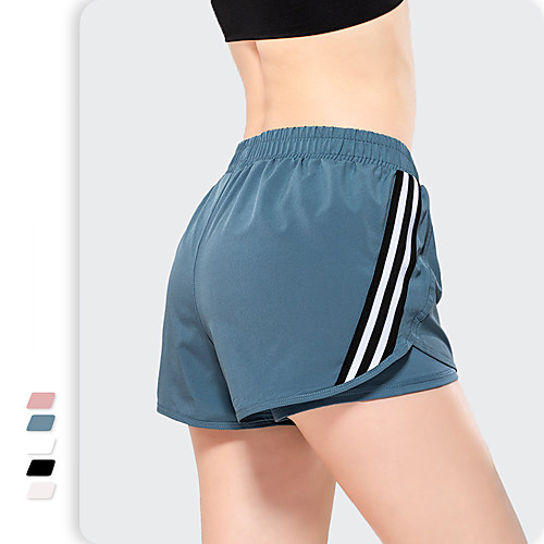 

Women's Running Shorts Athletic Shorts Bottoms 2 in 1 Liner Fitness Gym Workout Running Exercise Breathable Quick Dry Moisture Wicking Sport Stripes White Black Blushing Pink Blue Cream / Athleisure