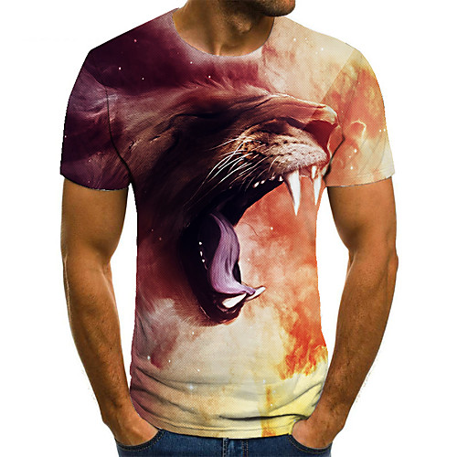 

Men's T shirt 3D Print Animal 3D Print Print Short Sleeve Casual Tops Casual Fashion Black / Red