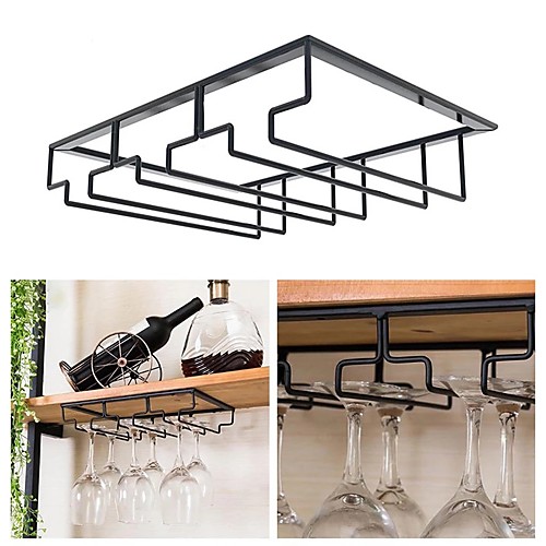 

Wine Glass Rack Upside Down Wine Cabinet Goblet 3 to 5 Slot Wine Storage for Cabinet Shelf Hanger