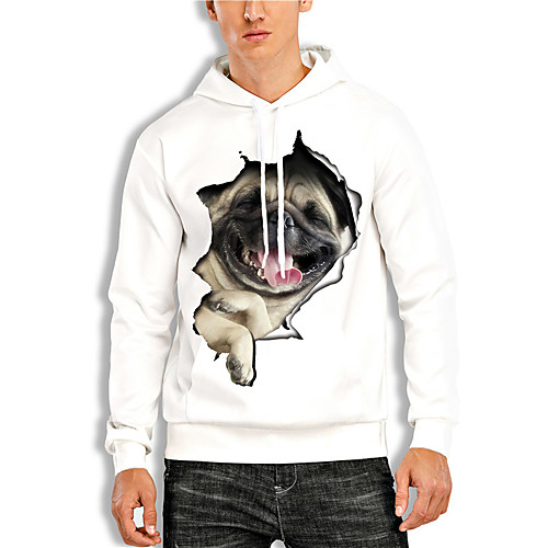 

Men's Pullover Hoodie Sweatshirt Dog Graphic Prints Animal Print Daily Sports 3D Print 3D Print Casual Hoodies Sweatshirts White Red