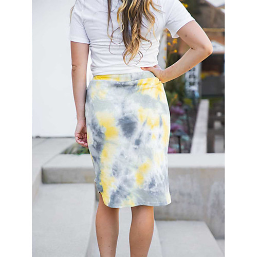 

Women's Birthday Party Festival Streetwear Party Skirts Graphic Color Block Drawstring Print Black Blue Yellow