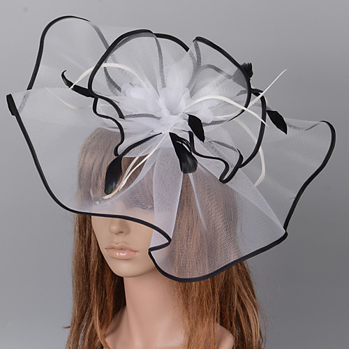 

Retro Hyperbole Tulle Fascinators with Feather / Floral / Tiered 1 Piece Special Occasion / Party / Evening Headpiece