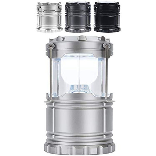 

2019 model: portable led camping lamp, battery powered camping lantern portable, foldable emergency light for fishing, hiking, emergency, hurricane, power failure, color: gun metal