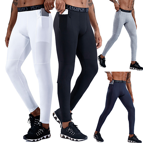 

JACK CORDEE Men's Running Tights Leggings Base Layer Bottoms with Phone Pocket Winter Fitness Gym Workout Performance Running Training Tummy Control Breathable Moisture Wicking Sport Solid Colored