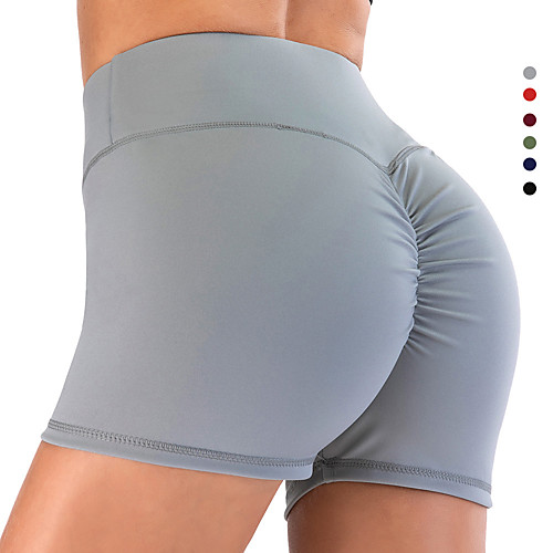 

Women's High Waist Yoga Shorts Ruched Butt Lifting Shorts Tummy Control Butt Lift Breathable Solid Color Black Red Army Green Spandex Yoga Fitness Gym Workout Sports Activewear Stretchy / Athletic