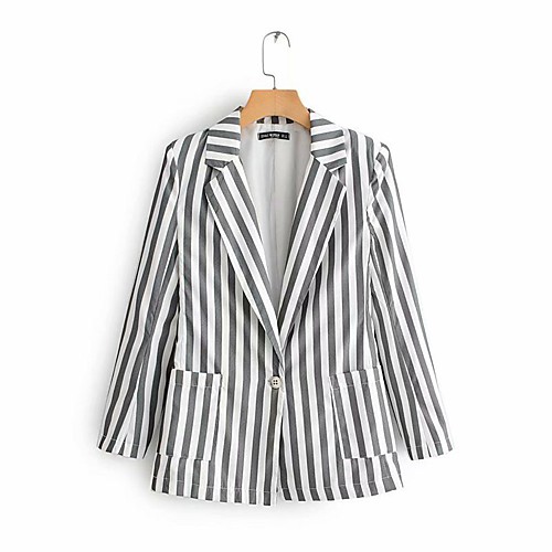 

2019 fashion suit collar long sleeve one button striped purse suit jacket female foreign trade aliexpress one drop shipping